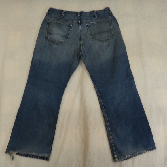 MENS OLD NAVY NATURAL DISTRESSED BOOT CUT VINTAGE BLUE JEANS 36X30 - Picture 7 of 7